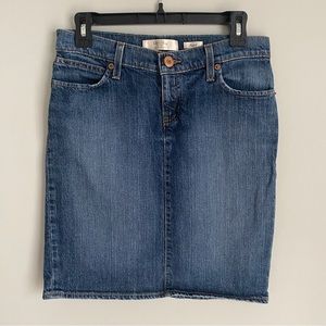 Old Navy Stretch Just Below Waist Modest Denim Pencil Skirt Back Slit Pockets 4